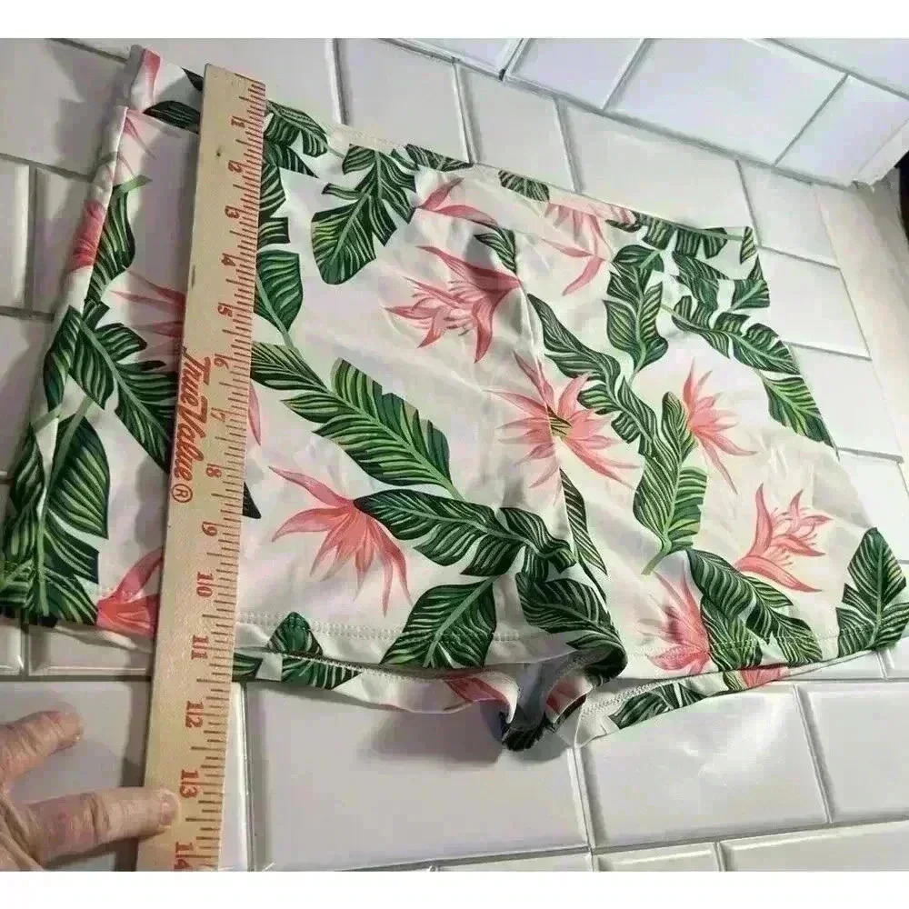 Floral Tropical Leaves Flowers Women’s Swimsuit With Two Tops L,1 Bottom Xl 3pcs - Picture 6 of 16